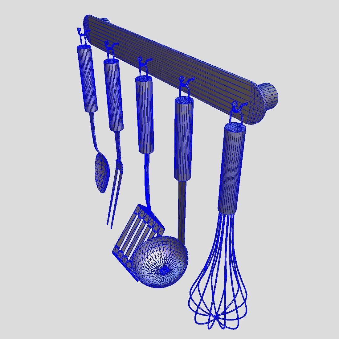 Kitchen Utensil Rack Low-poly 3D model_5