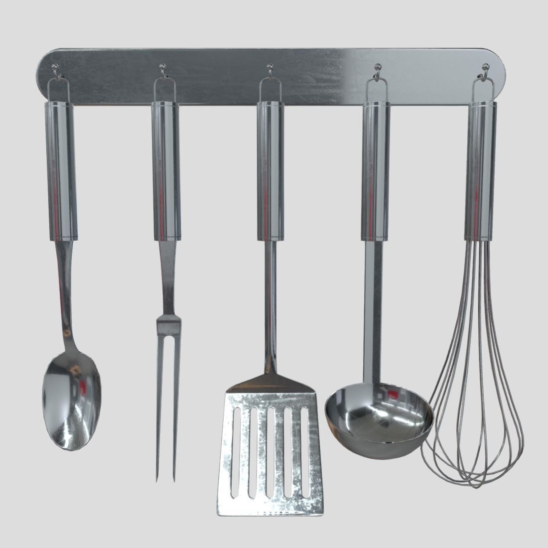 Kitchen Utensil Rack Low-poly 3D model_2