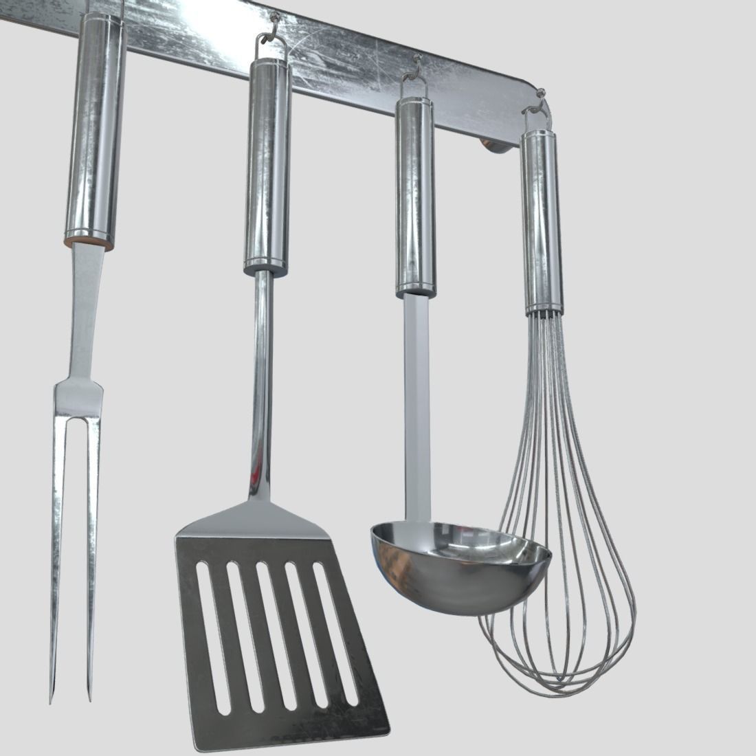 Kitchen Utensil Rack Low-poly 3D model_15