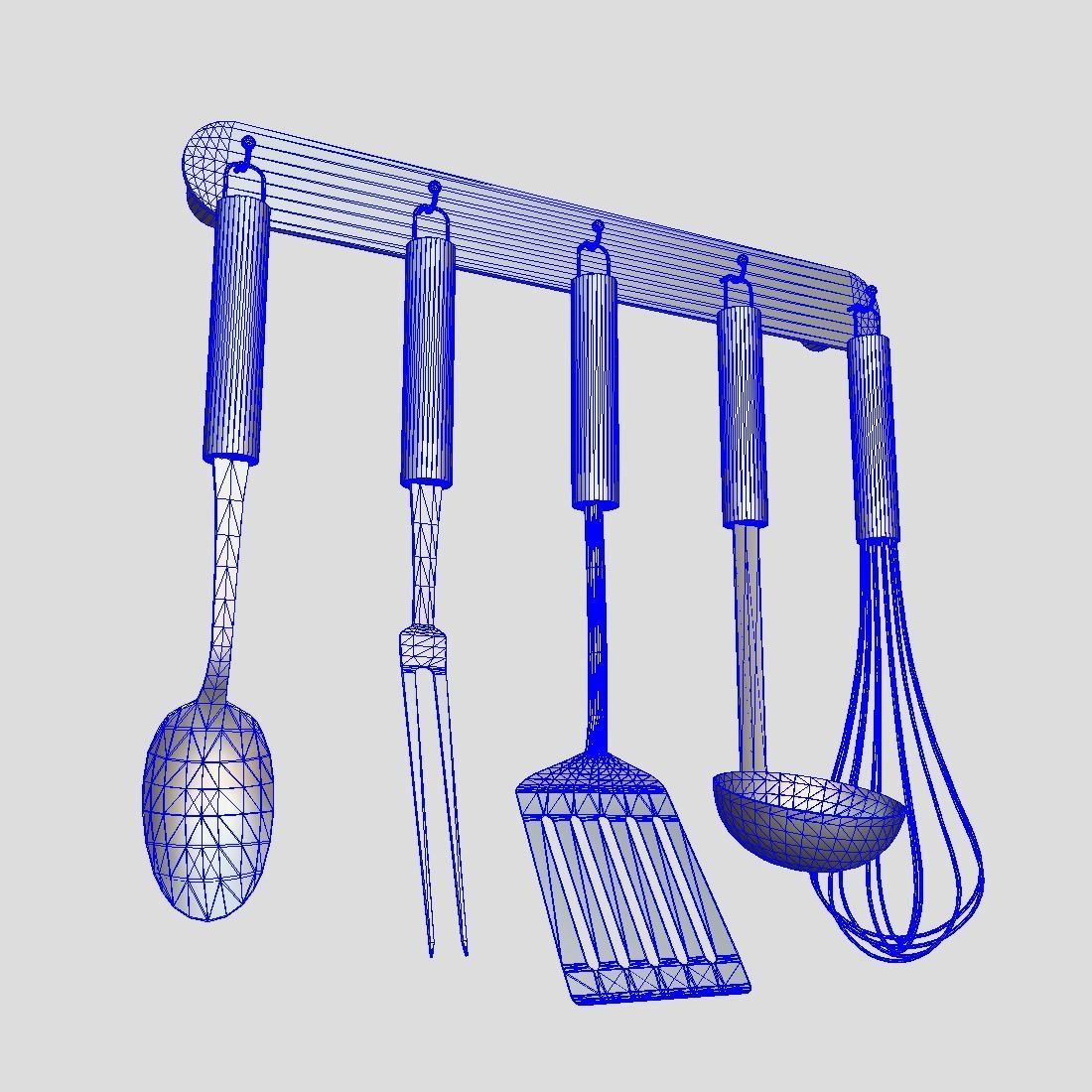 Kitchen Utensil Rack Low-poly 3D model_1
