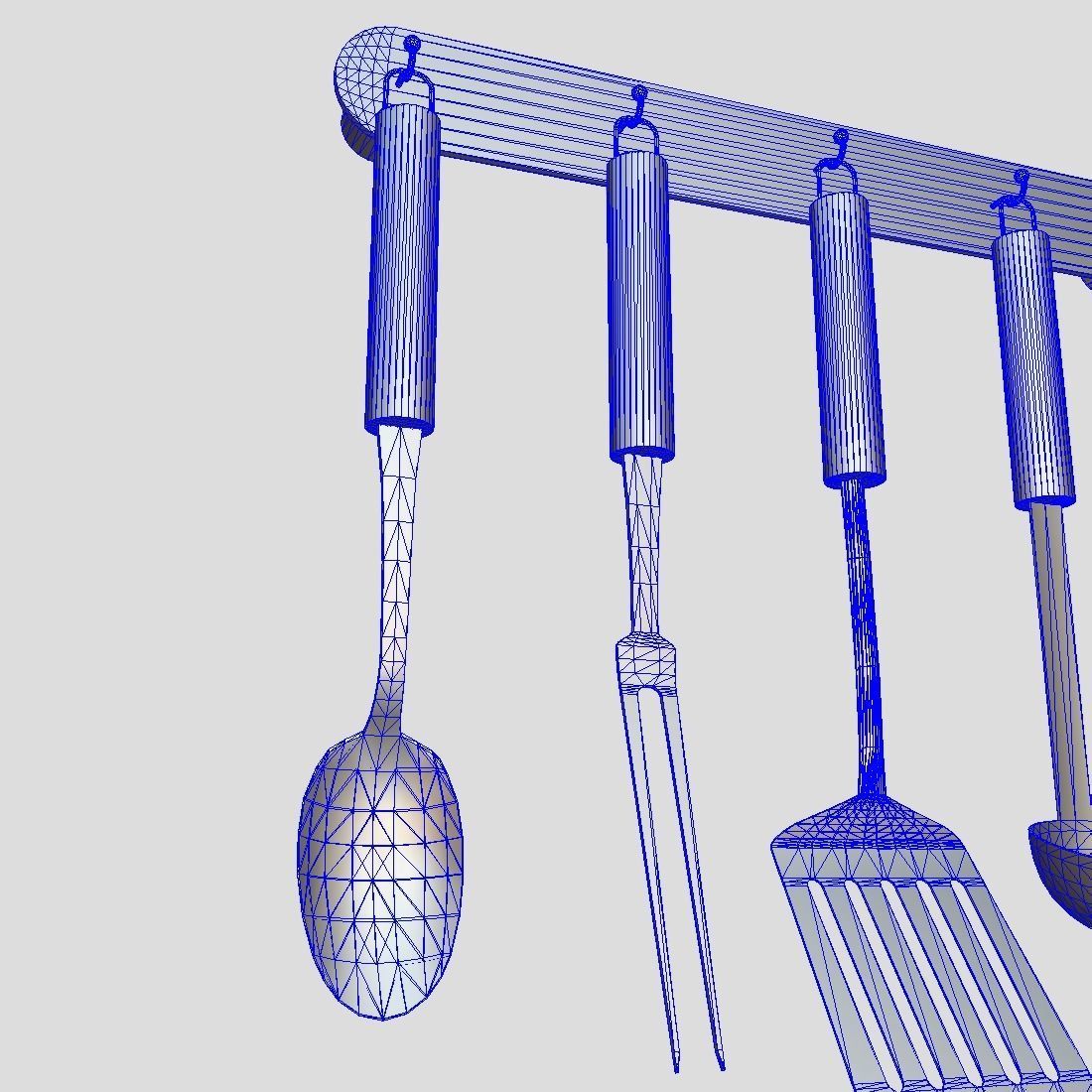Kitchen Utensil Rack Low-poly 3D model_14
