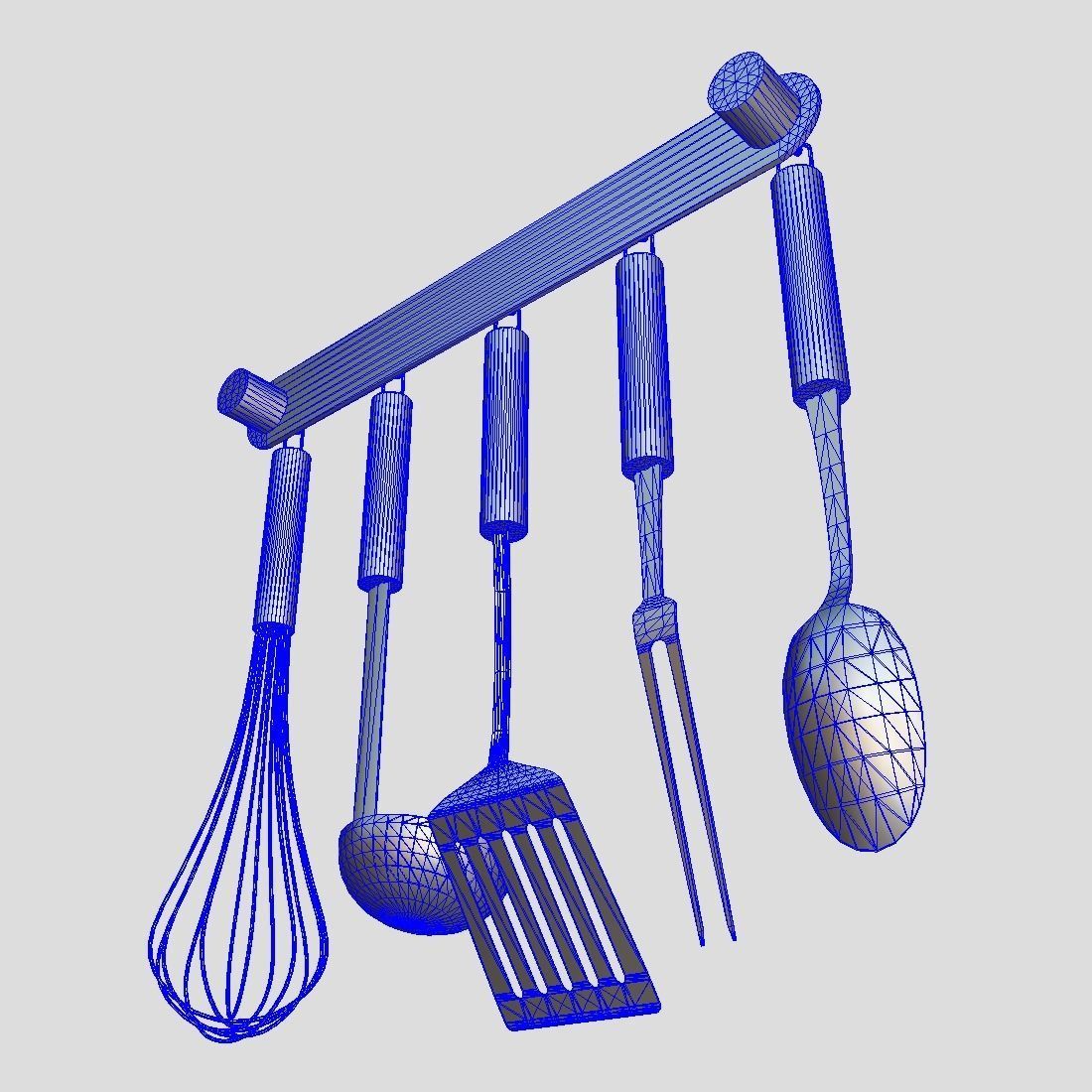 Kitchen Utensil Rack Low-poly 3D model_11