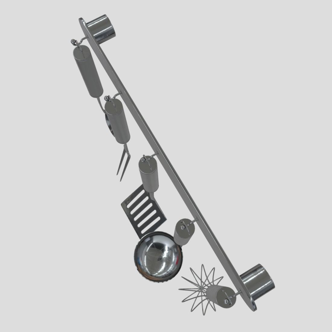 Kitchen Utensil Rack Low-poly 3D model_6