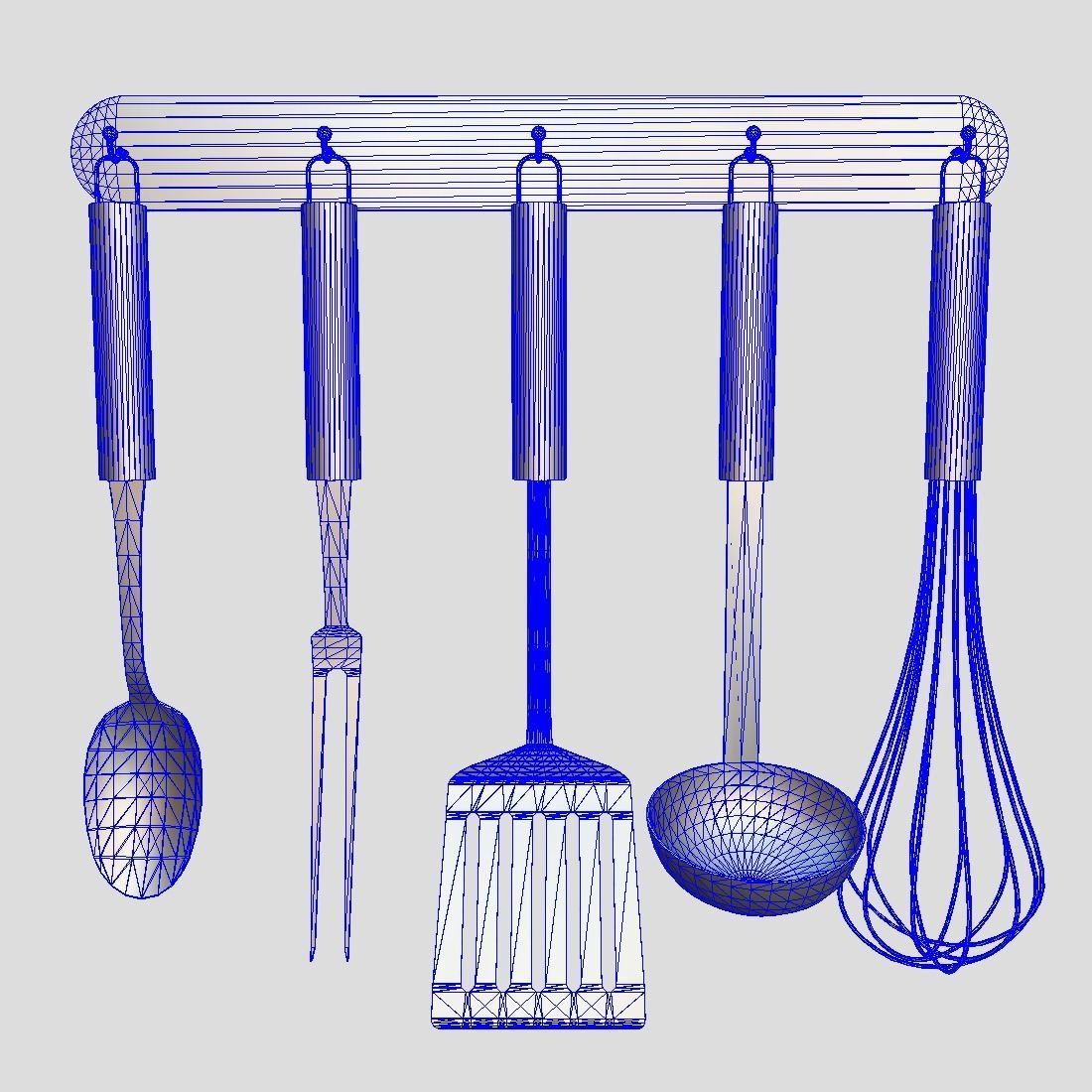 Kitchen Utensil Rack Low-poly 3D model_3