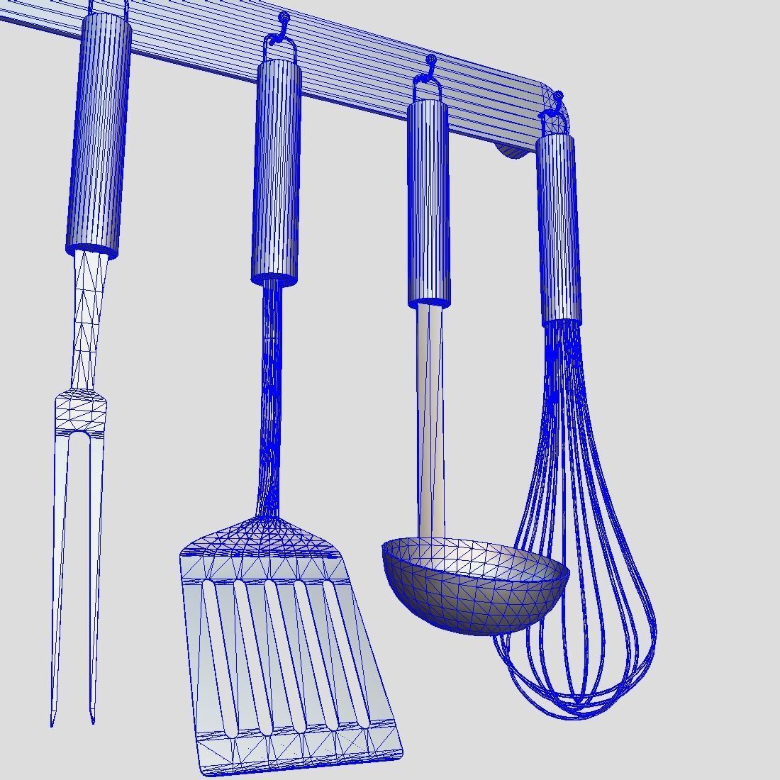 Kitchen Utensil Rack Low-poly 3D model_16