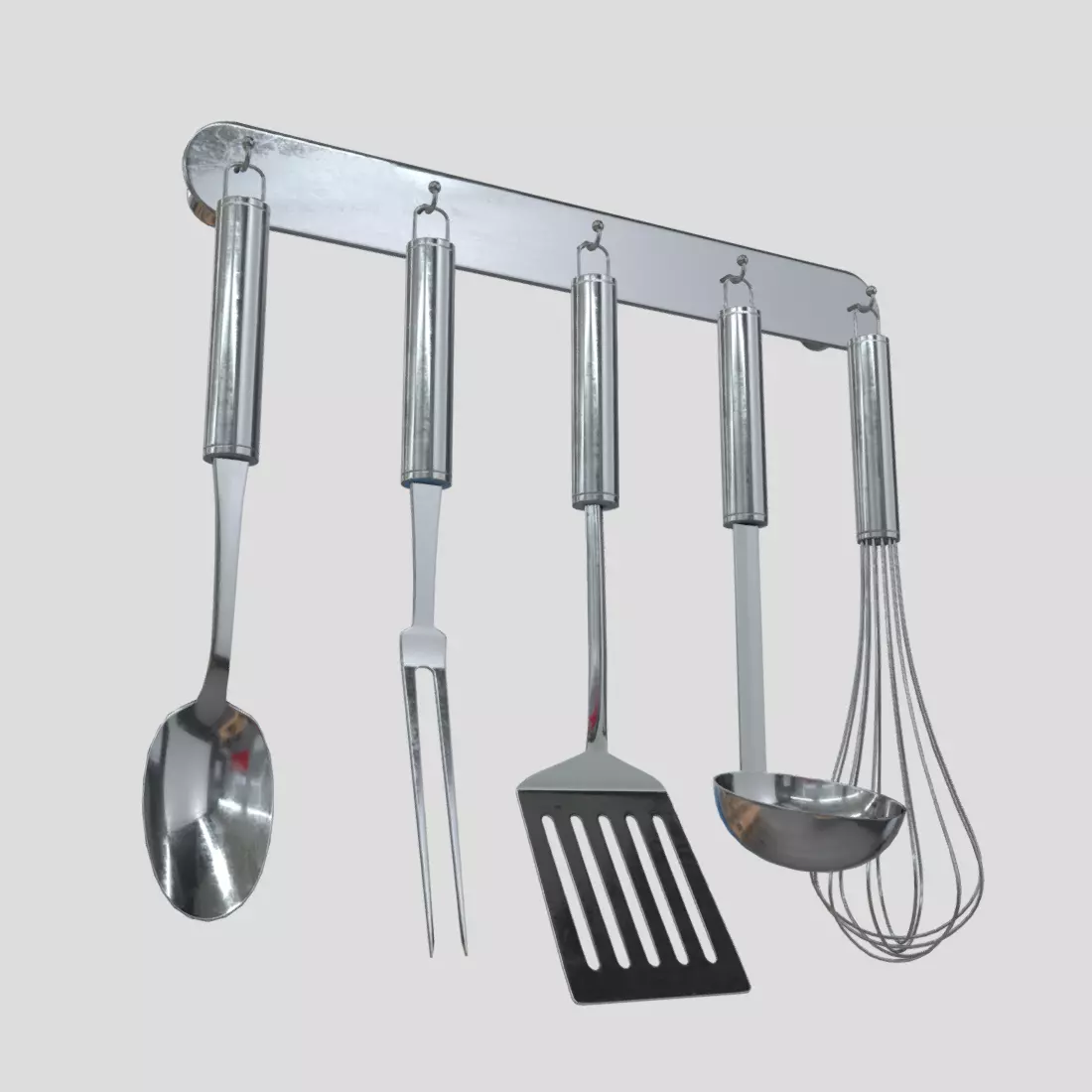 Kitchen Utensil Rack Low-poly 3D model_0