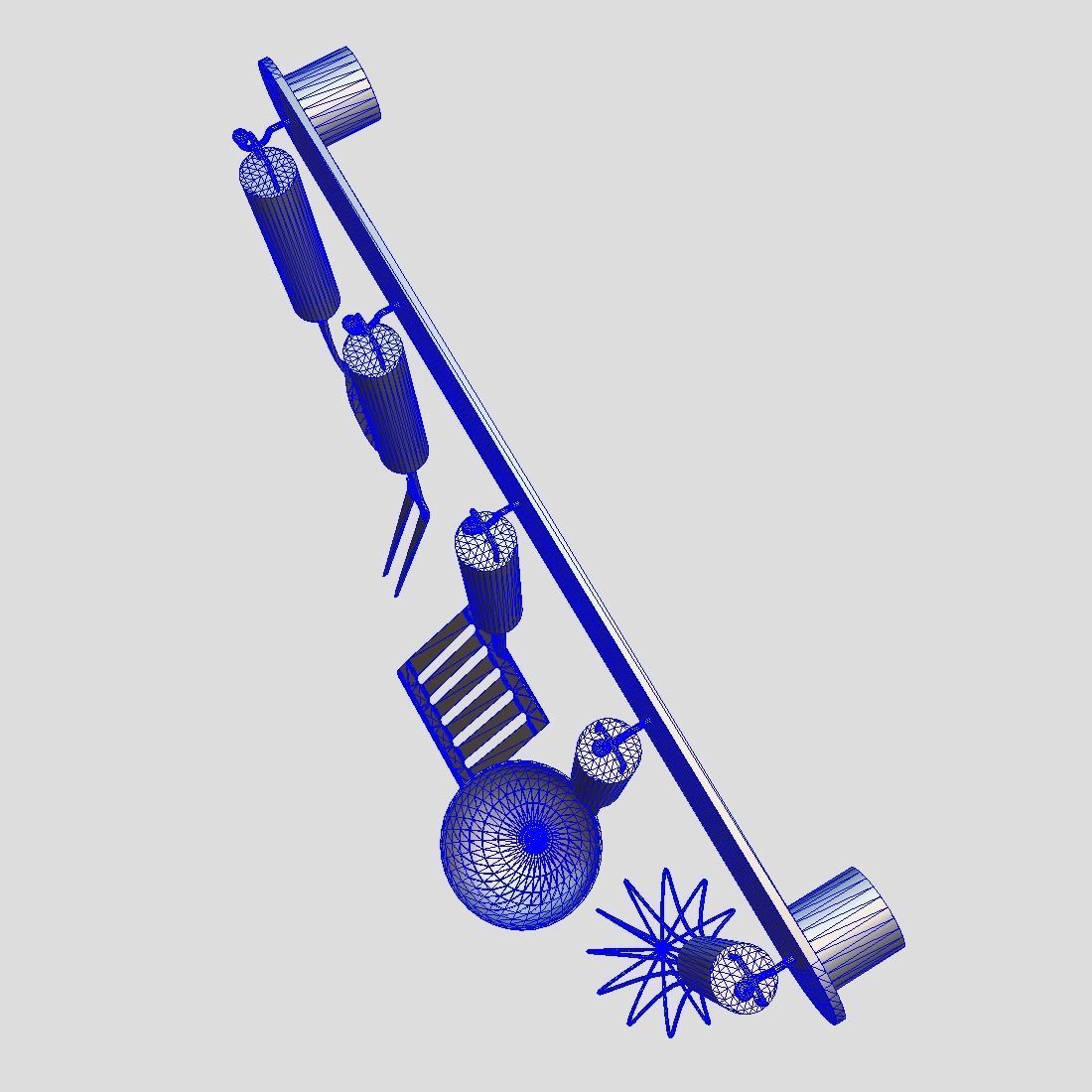 Kitchen Utensil Rack Low-poly 3D model_7