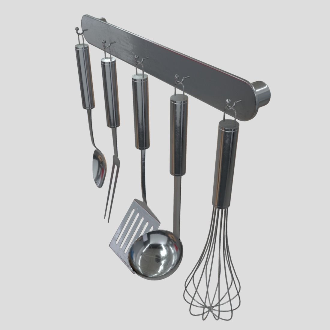 Kitchen Utensil Rack Low-poly 3D model_4