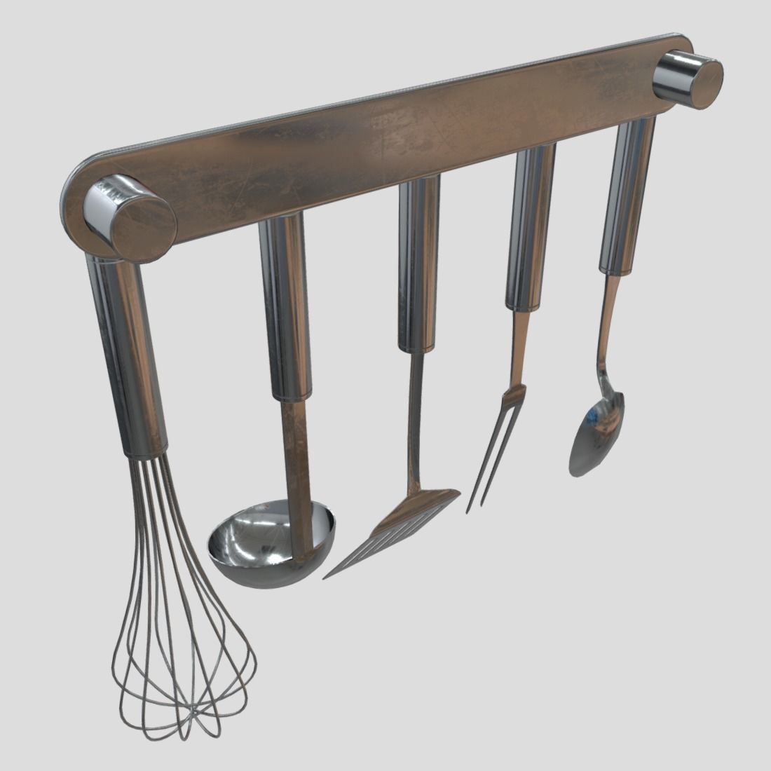 Kitchen Utensil Rack Low-poly 3D model_8