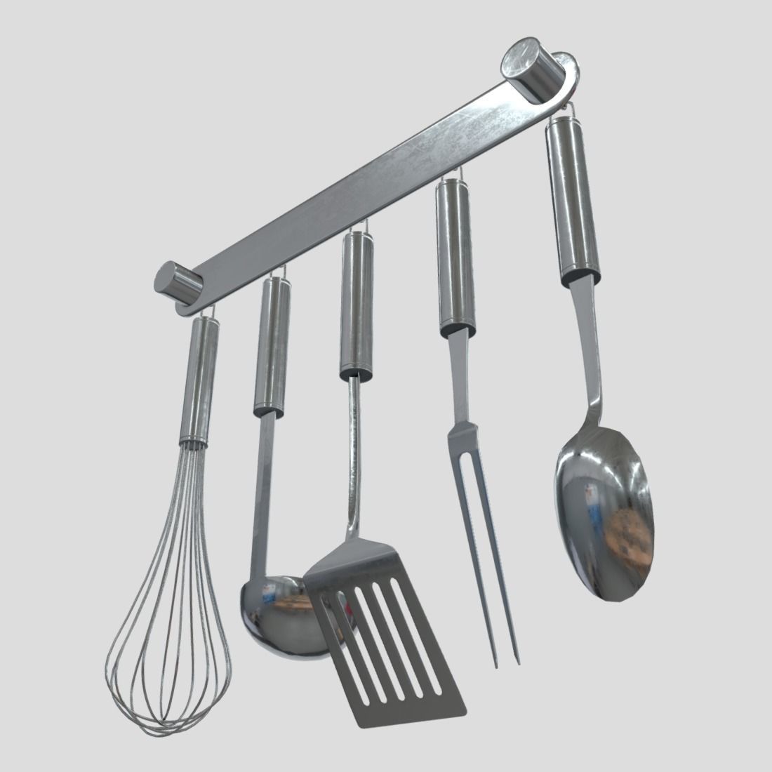 Kitchen Utensil Rack Low-poly 3D model_10