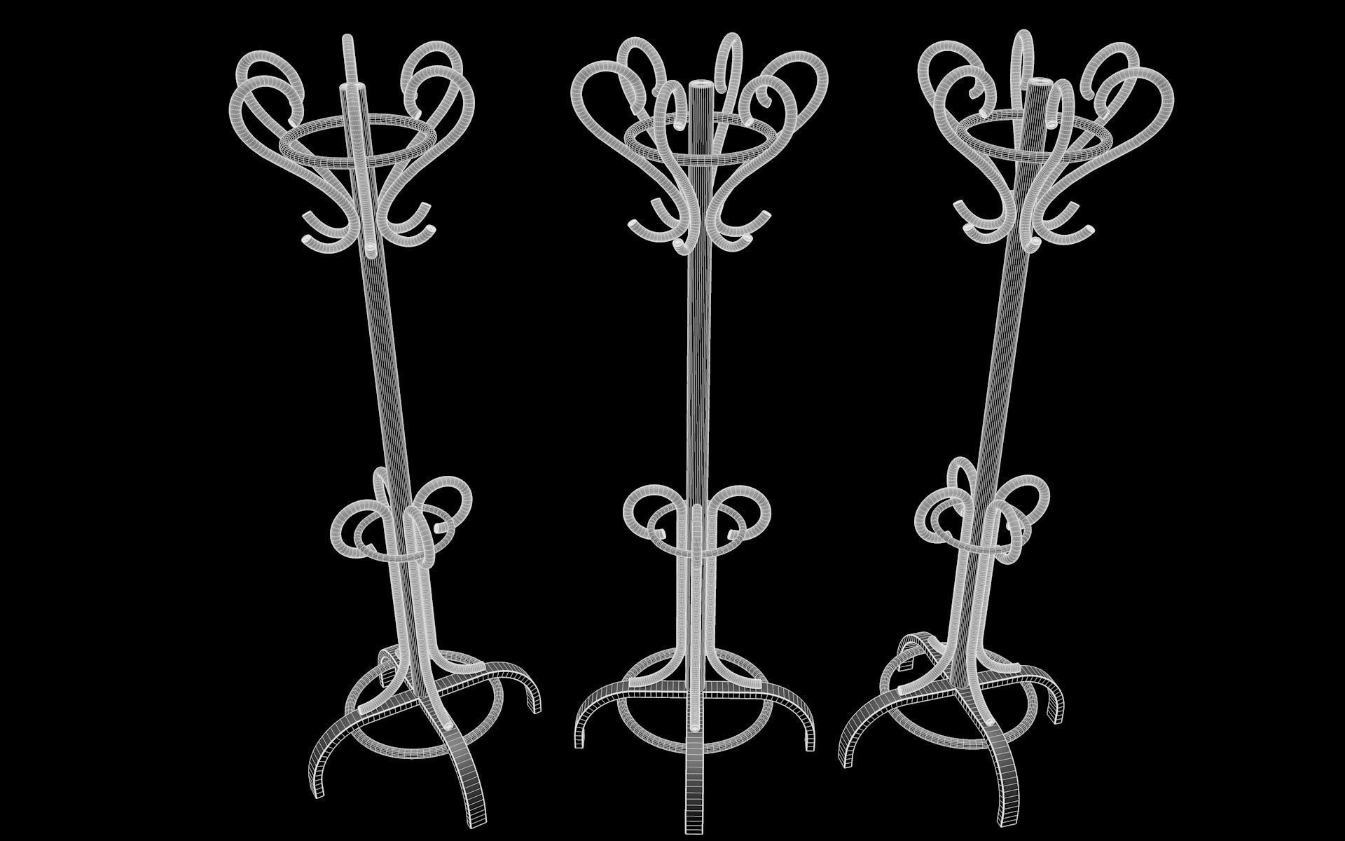 Coat Rack - metal hanger stand 3d model Low-poly 3D model_9