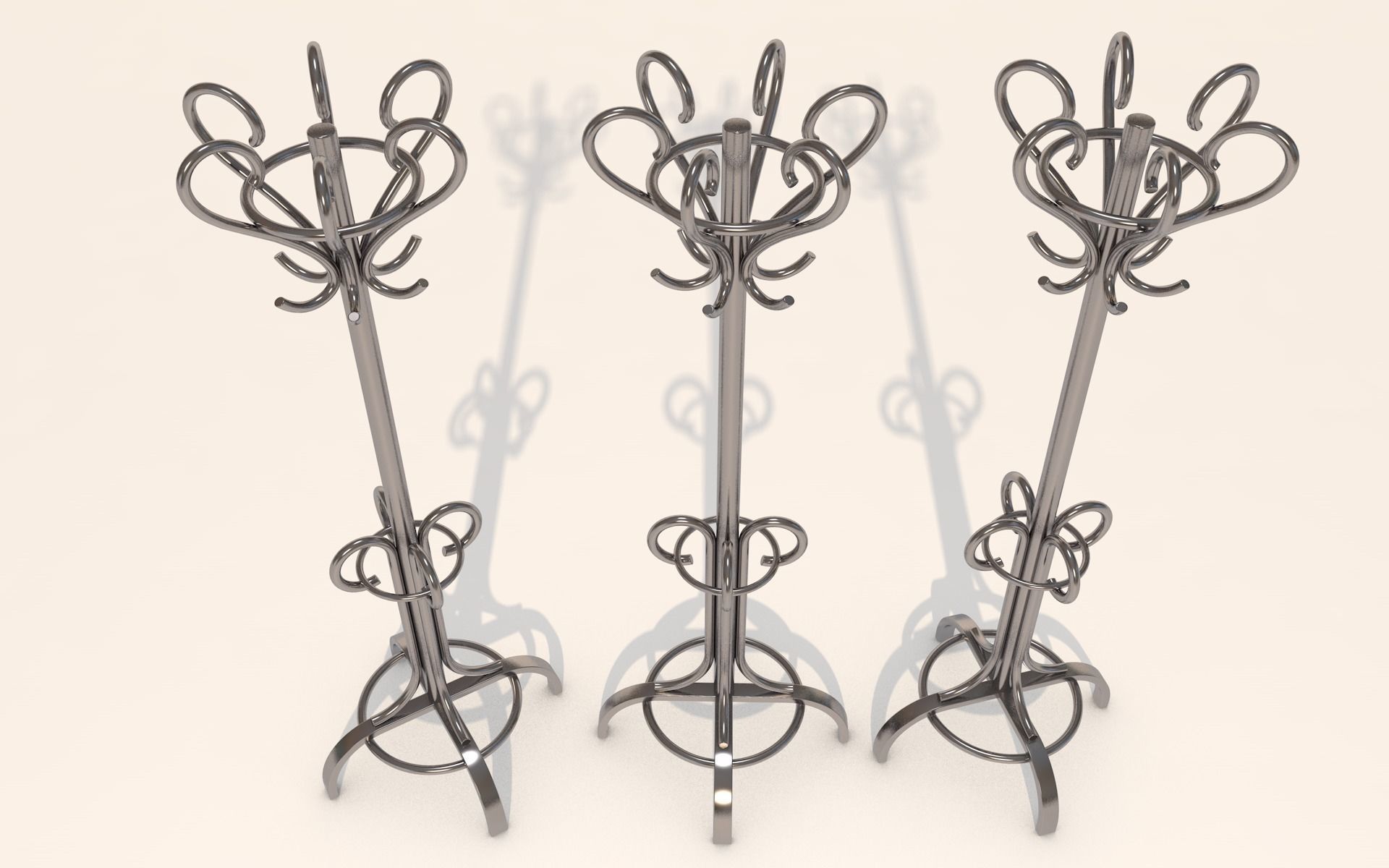 Coat Rack - metal hanger stand 3d model Low-poly 3D model_3