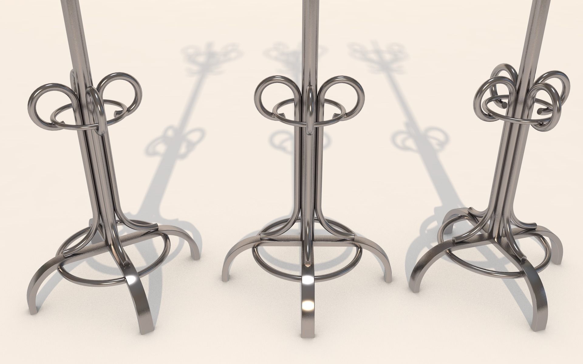 Coat Rack - metal hanger stand 3d model Low-poly 3D model_2
