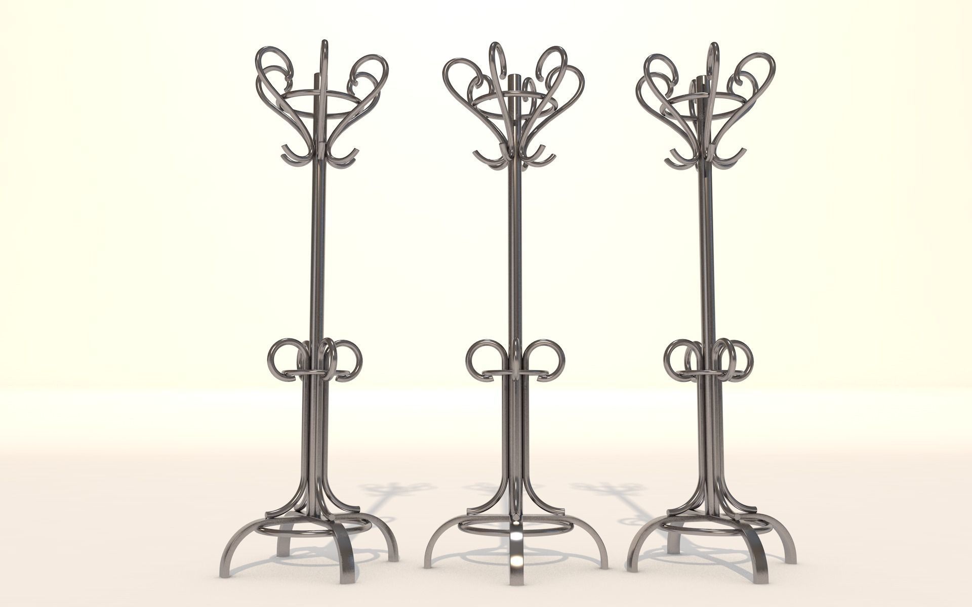 Coat Rack - metal hanger stand 3d model Low-poly 3D model_1