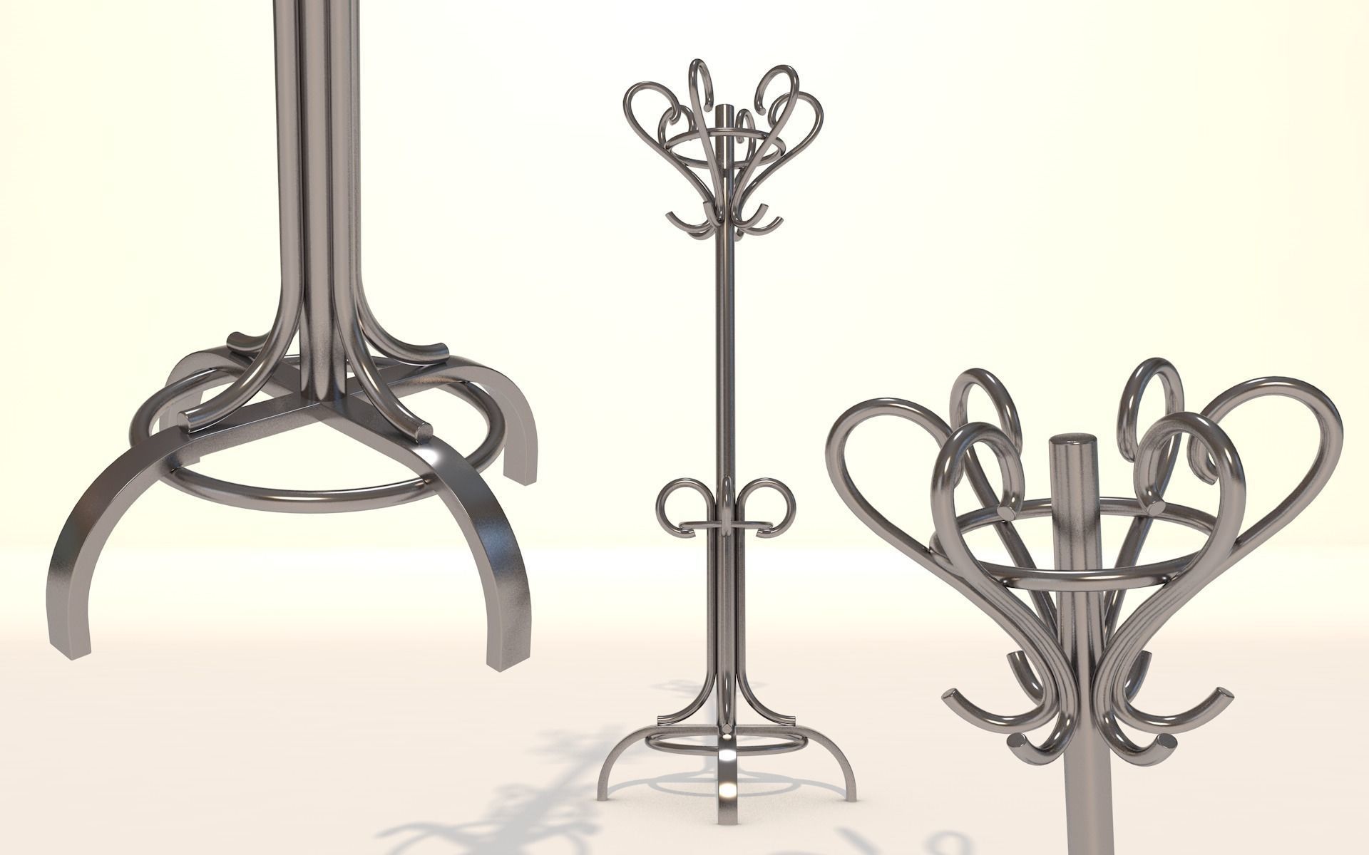 Coat Rack - metal hanger stand 3d model Low-poly 3D model_6