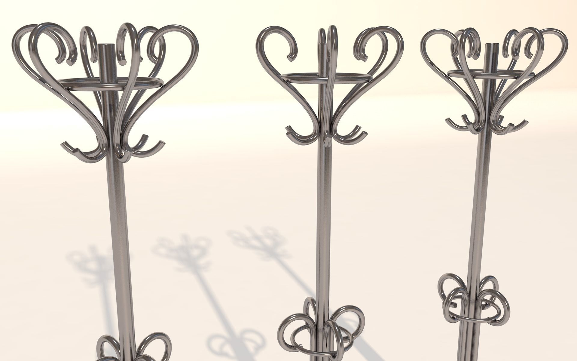 Coat Rack - metal hanger stand 3d model Low-poly 3D model_5