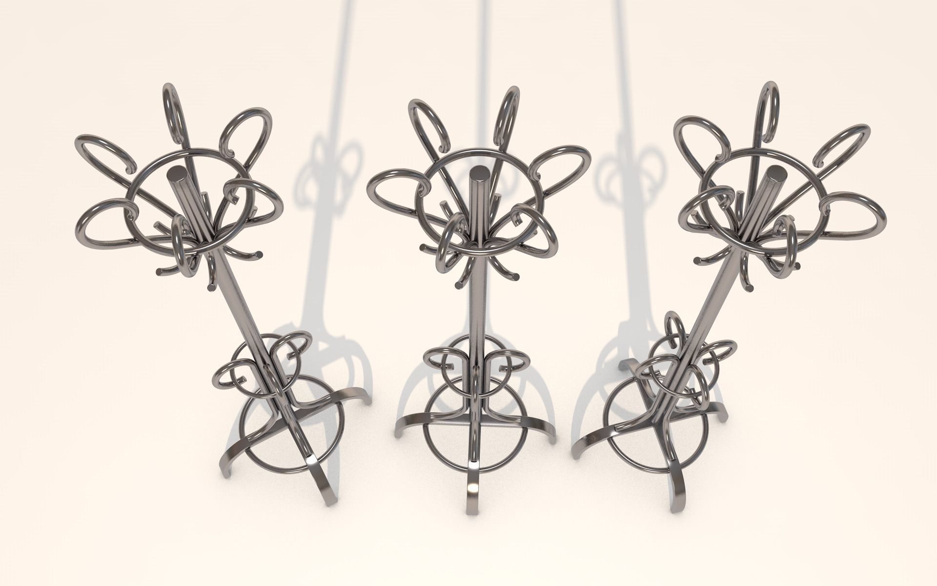 Coat Rack - metal hanger stand 3d model Low-poly 3D model_4