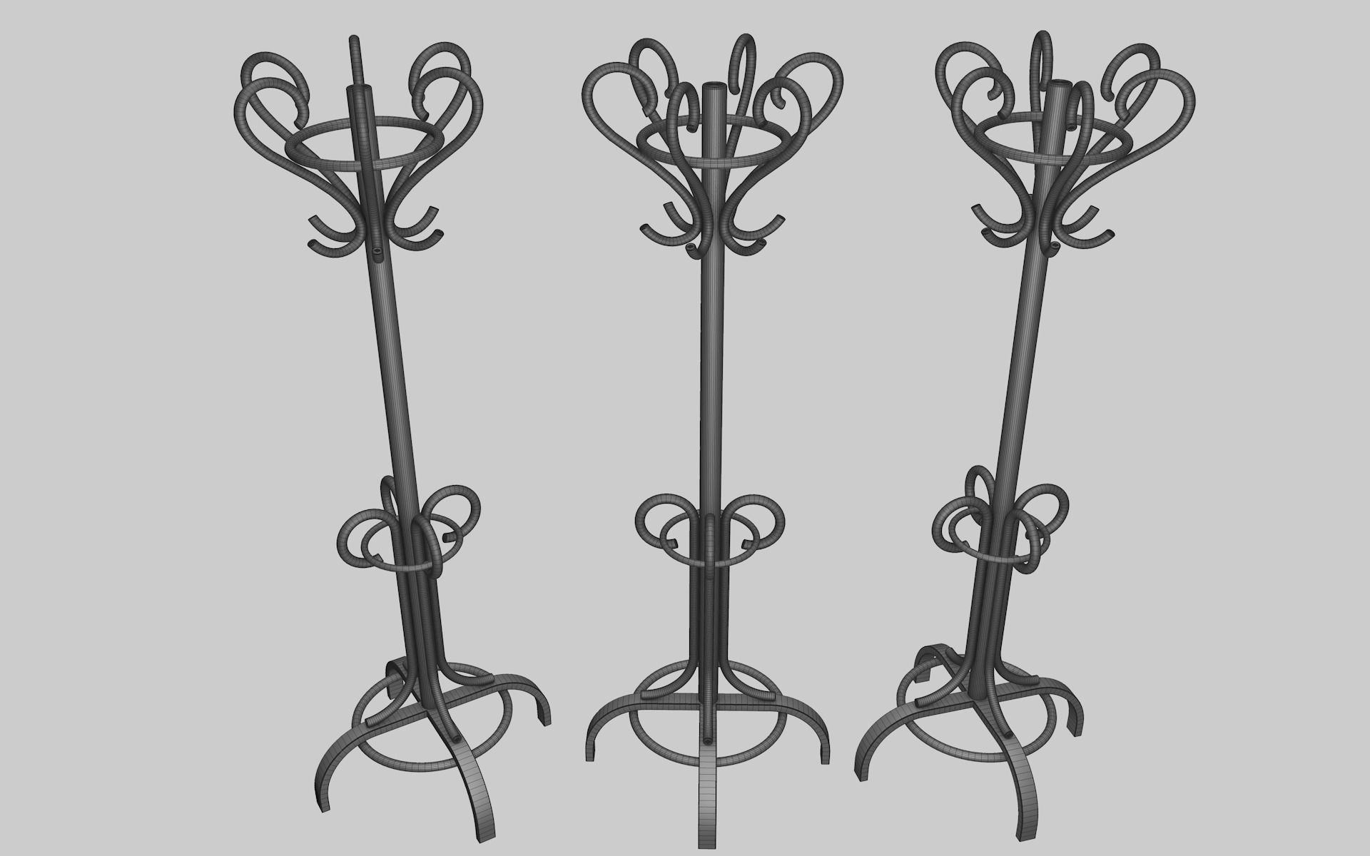 Coat Rack - metal hanger stand 3d model Low-poly 3D model_8