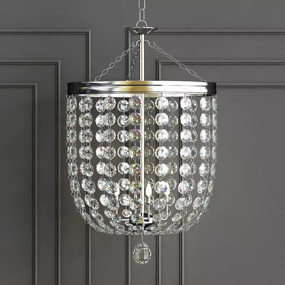 Archer 5 Light Crystal Polished Chrome Chandelier 3D model_0
