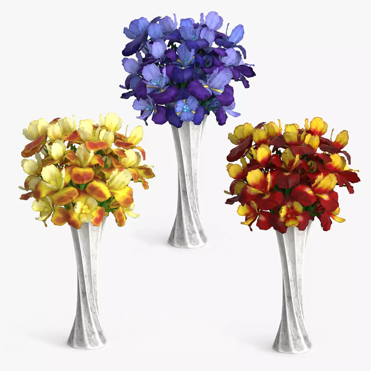 Iris Bouquet Flower Low-poly 3D model_0