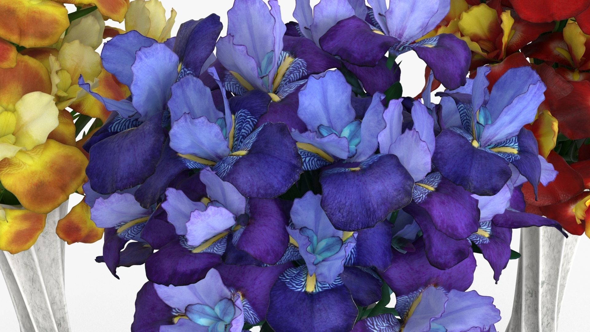 Iris Bouquet Flower Low-poly 3D model_11