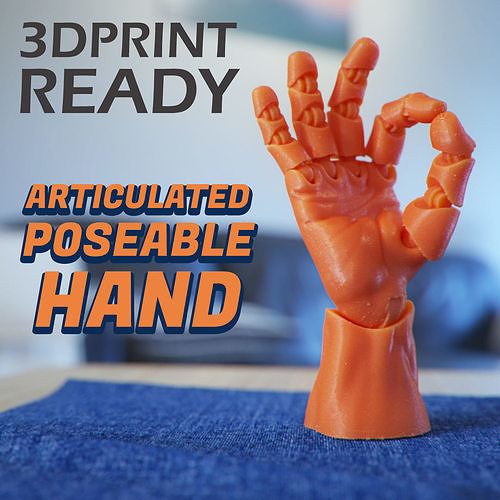 Articulated Poseable Hand - 3DPrint Ready 3D print model