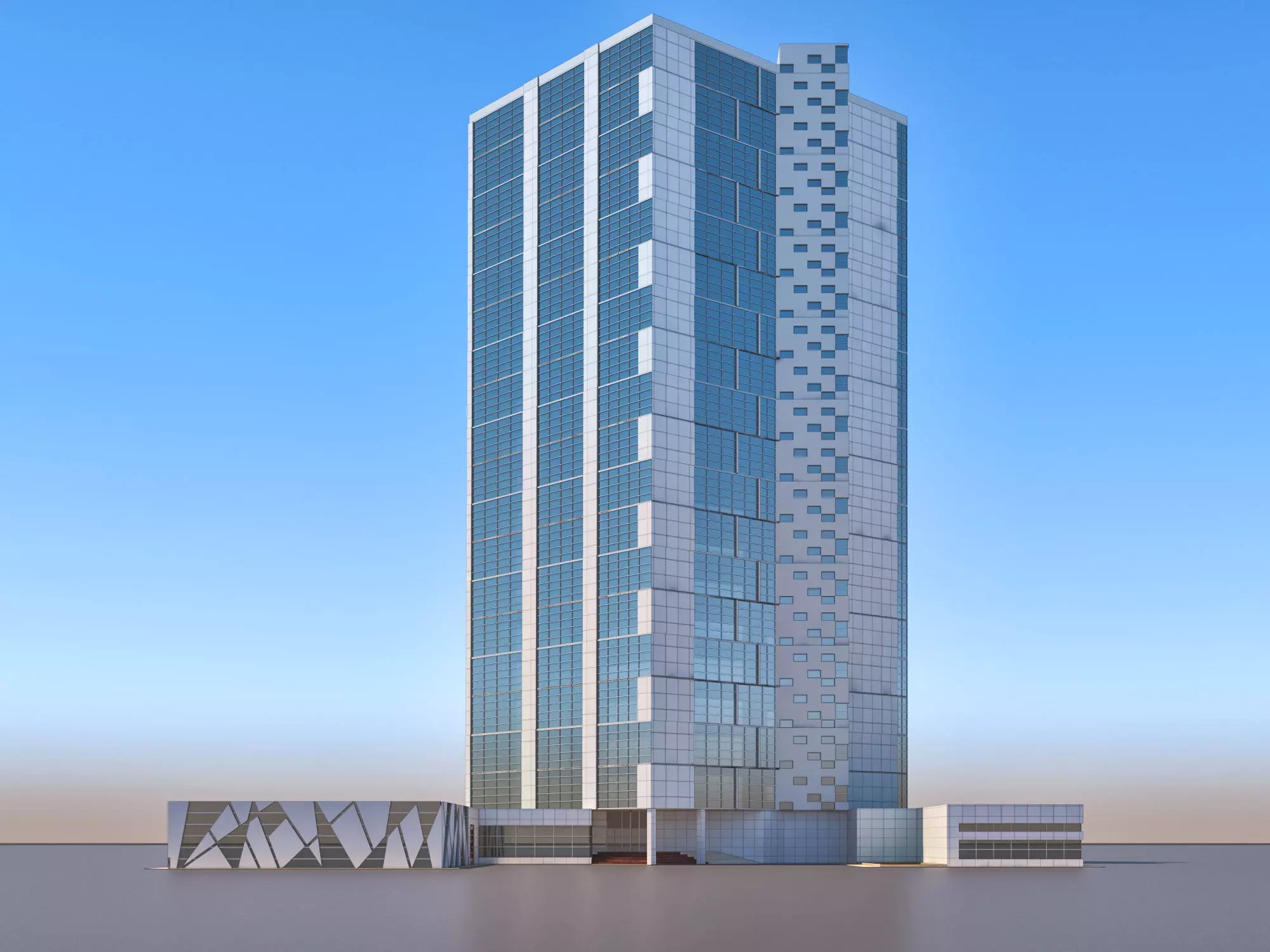 Apartment 1 tall building with grass on top 3D model