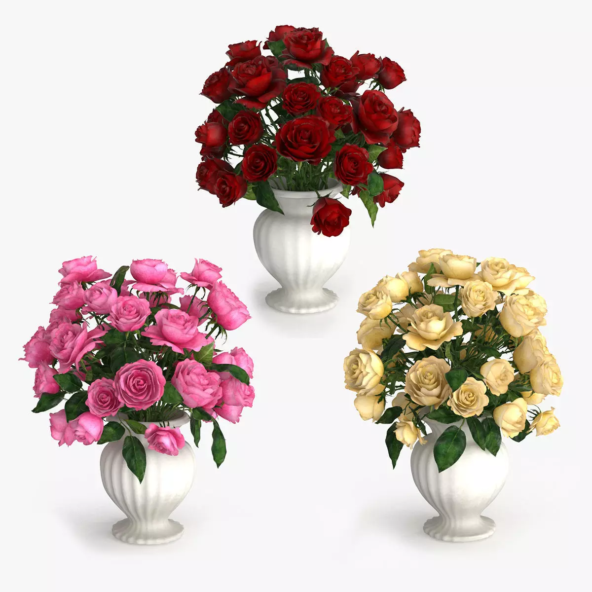 Rose Flower Bouquet Low-poly 3D model_0