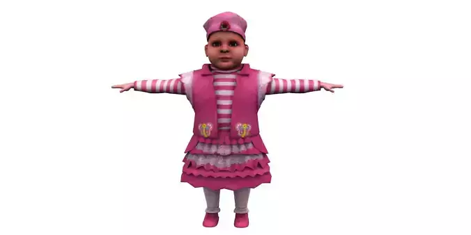 babydoll 3d model girl in dress