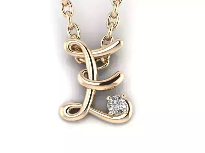 Pendant E two gold earrings with diamond in middle 3D print model