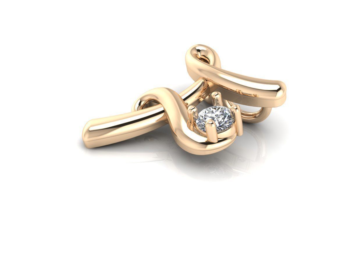Pendant F diamond gold 3D print model_2