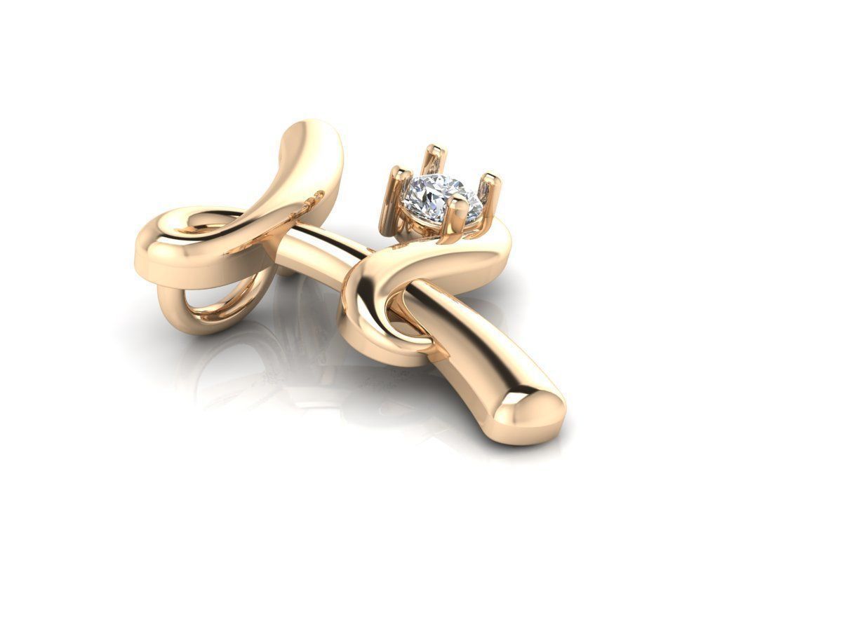 Pendant F diamond gold 3D print model_3
