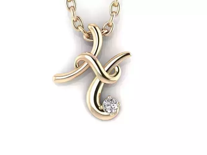 Pendant H letter y gold with diamonds