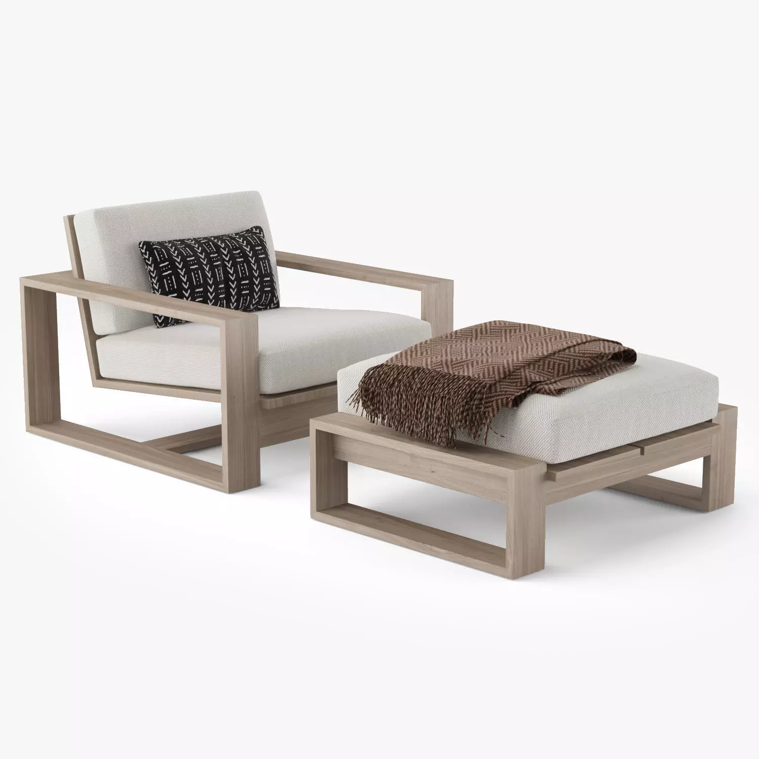 Restoration Hardware Porto Armchair and Ottoman 3D model