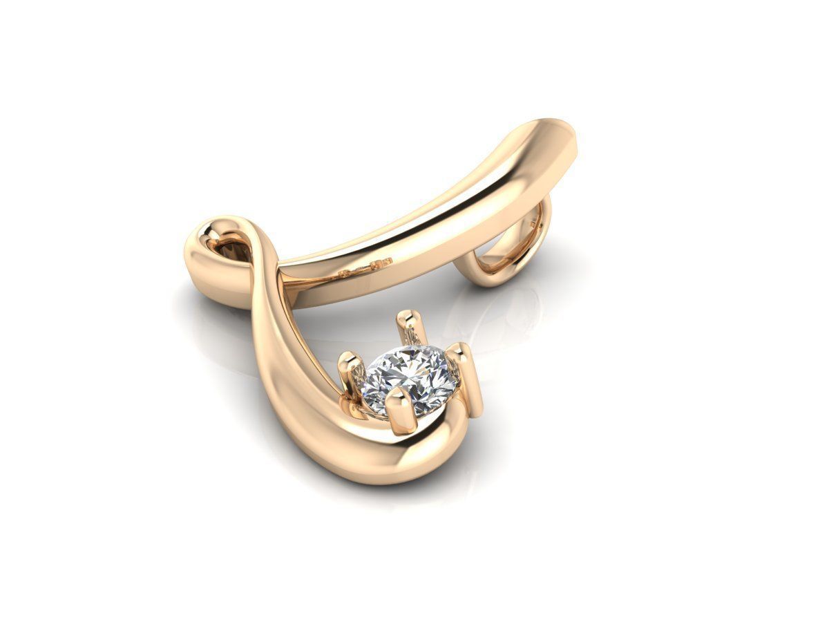Pendant l gold letter with diamond 3D print model_2