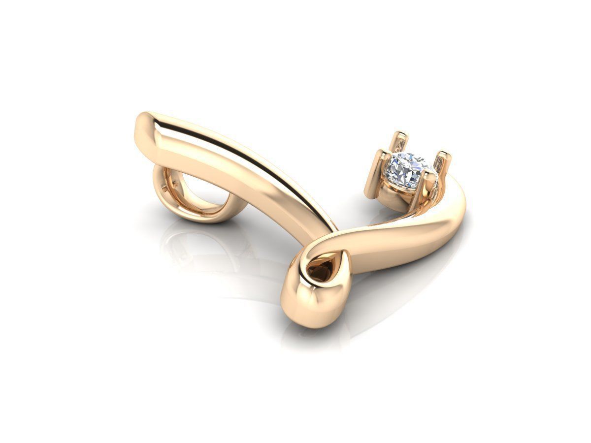 Pendant l gold letter with diamond 3D print model_3