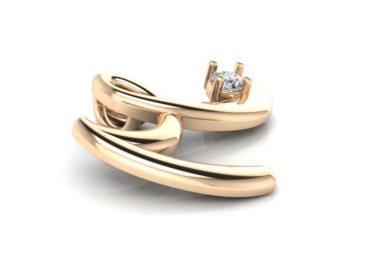 Pendant M gold with diamond in center 3D print model_3
