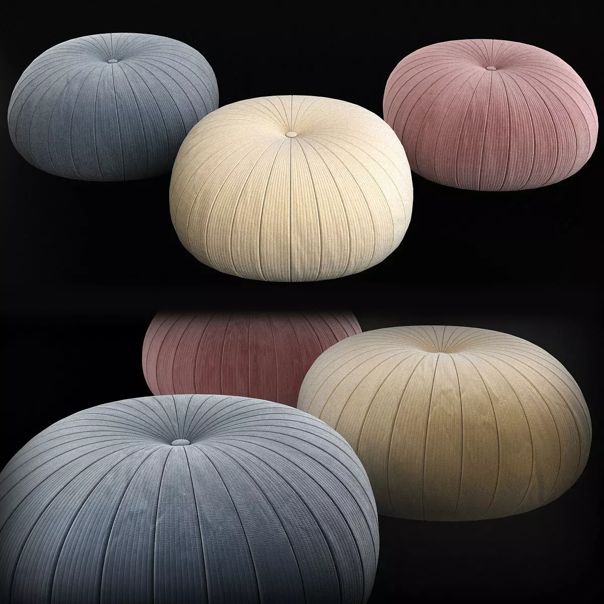 Solid Pillow Set 3D model Low-poly 3D model_0