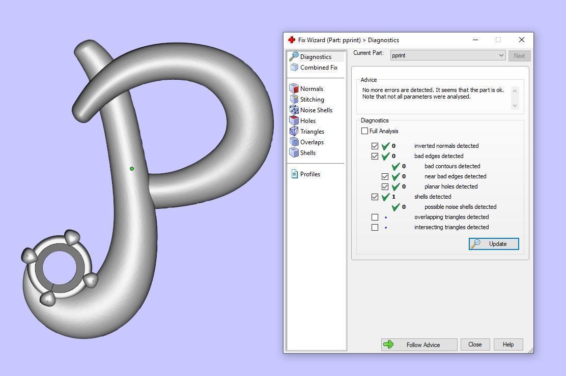 Pendant P letter gold with diamonds 3D print model_5