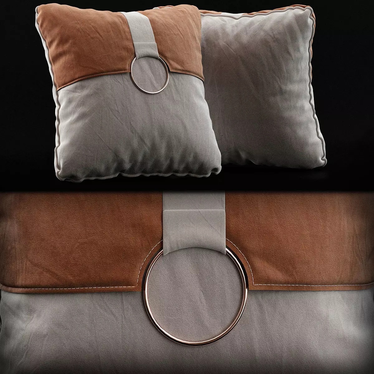 Pillows Set 3D model pillow with circle Low-poly 3D model_0