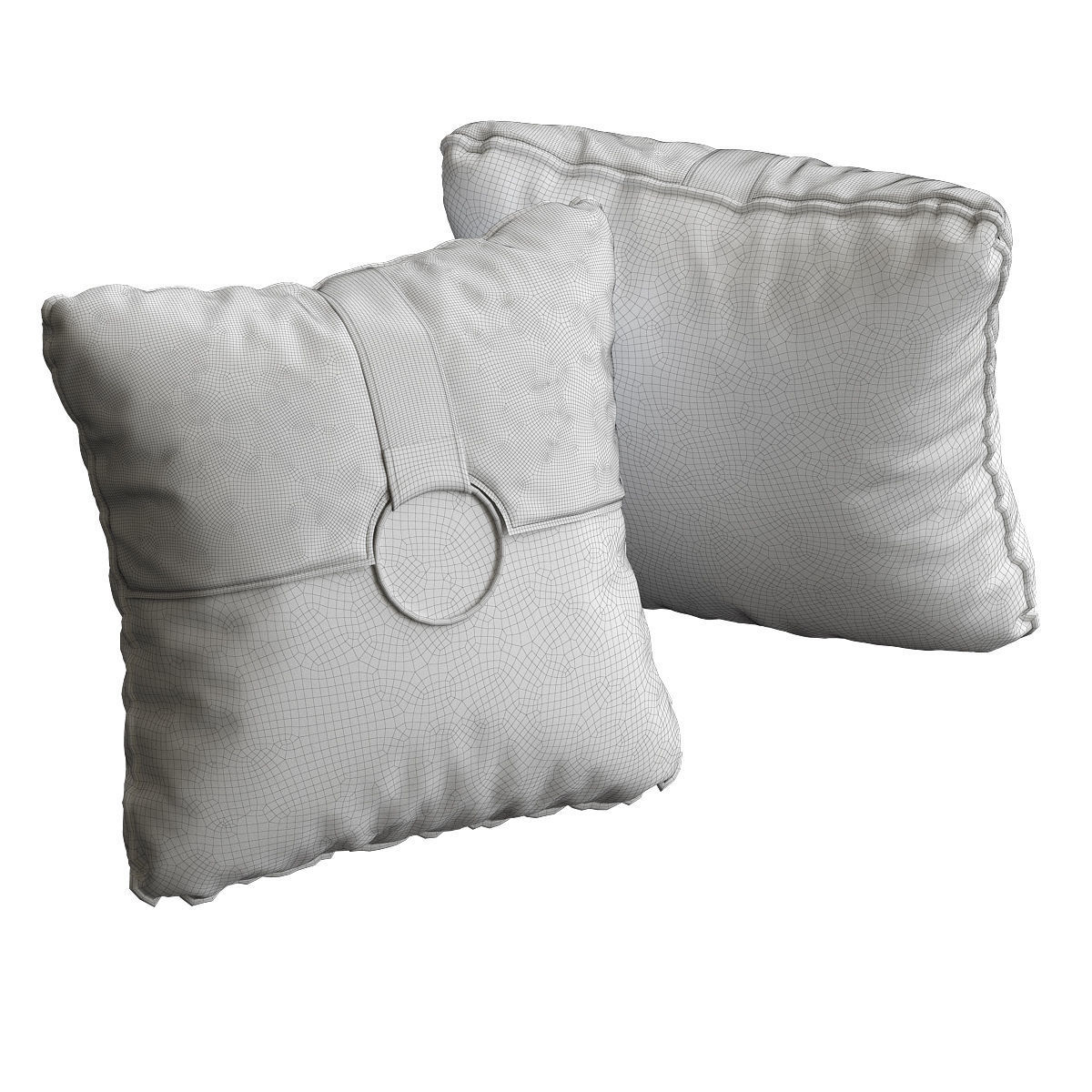 Pillows Set 3D model pillow with circle Low-poly 3D model_1