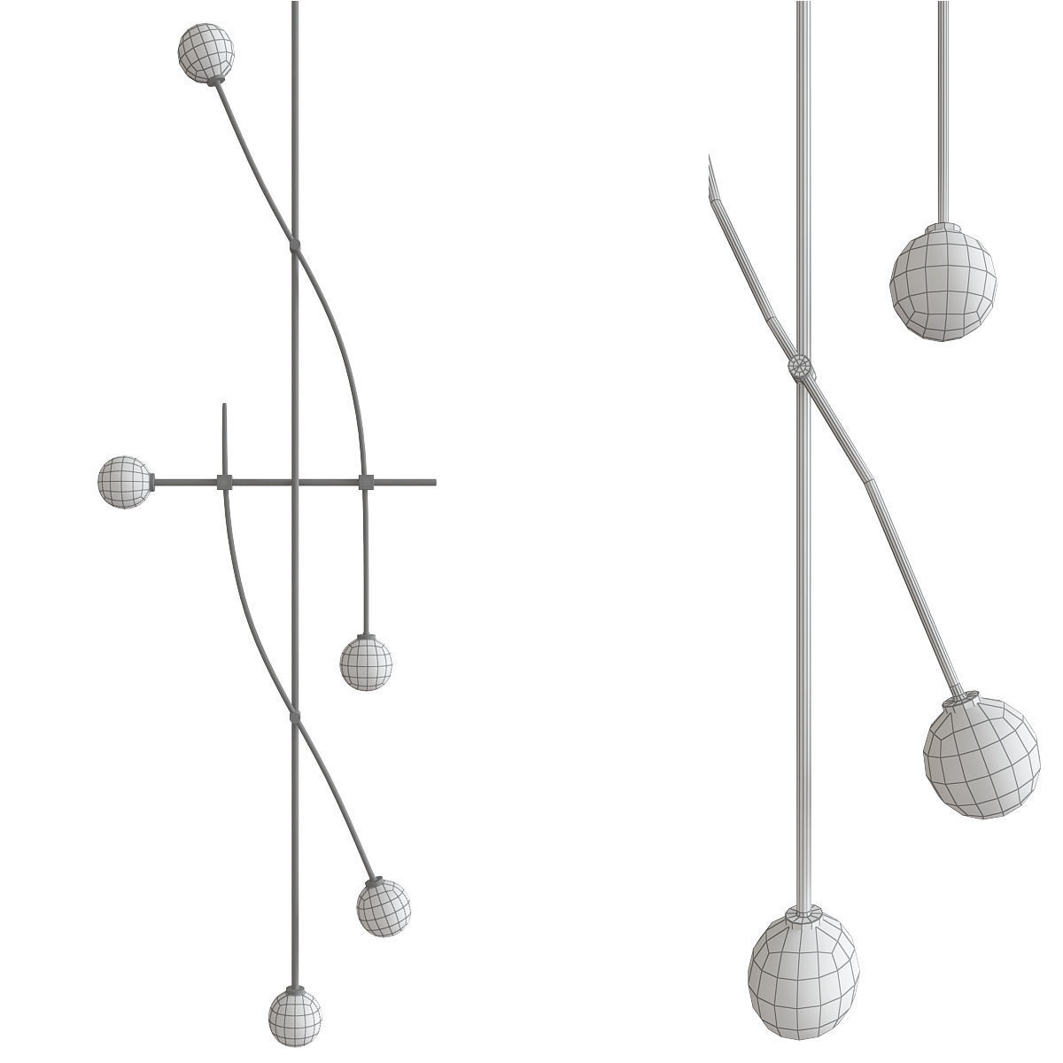 Chandelier collection 3d model pendant light with flower Low-poly 3D model_7