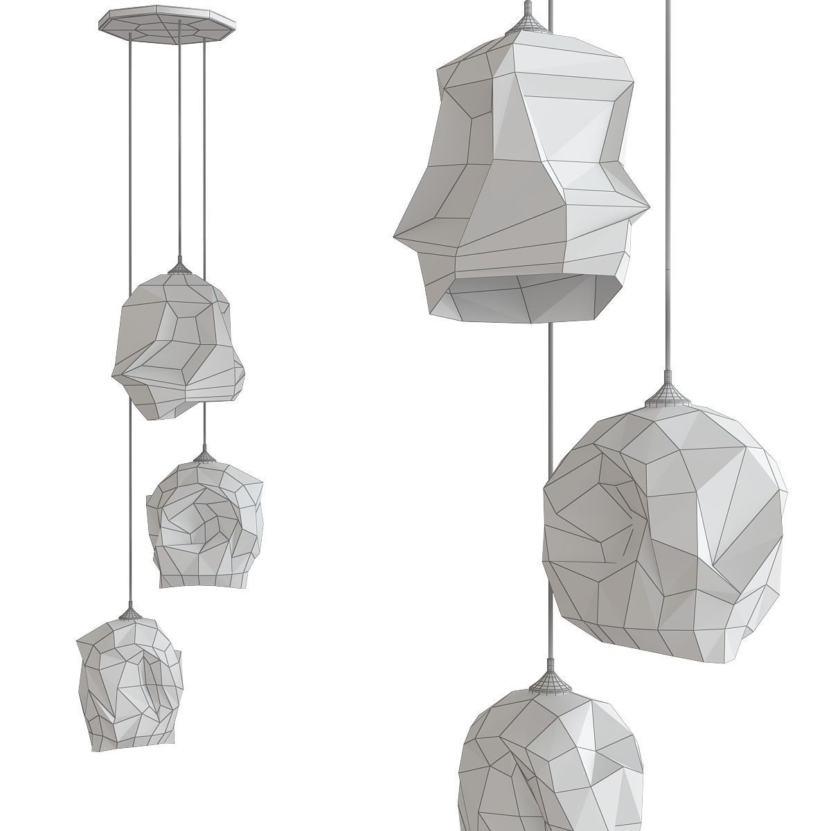 Chandelier collection 3d model pendant light with flower Low-poly 3D model_6
