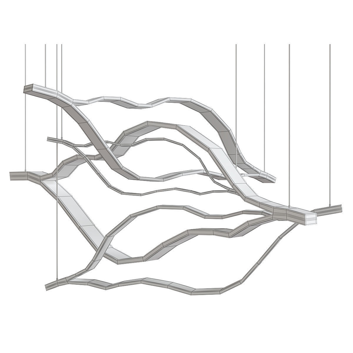 Chandelier collection 3d model pendant light with flower Low-poly 3D model_3