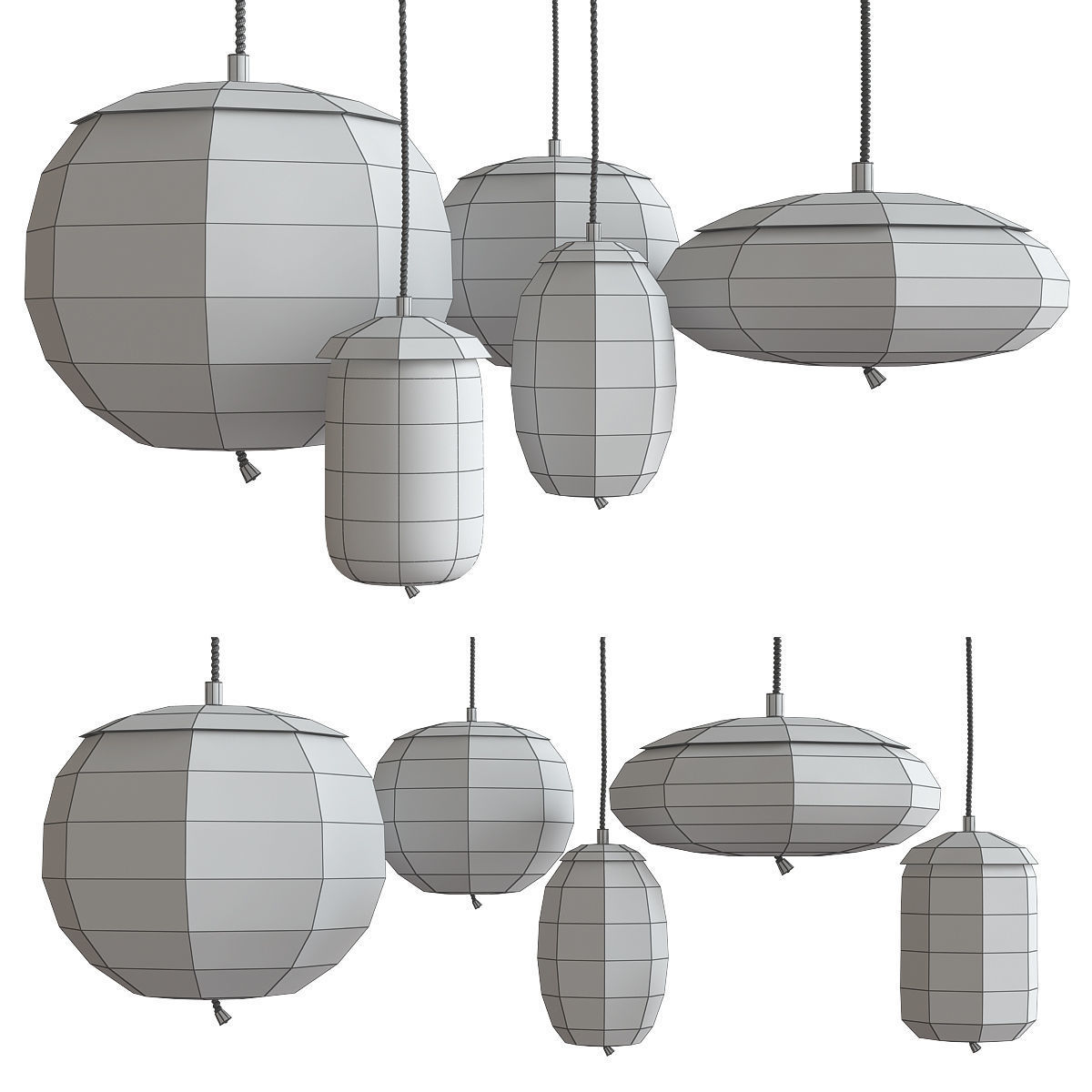 Chandelier collection 3d model pendant light with flower Low-poly 3D model_16