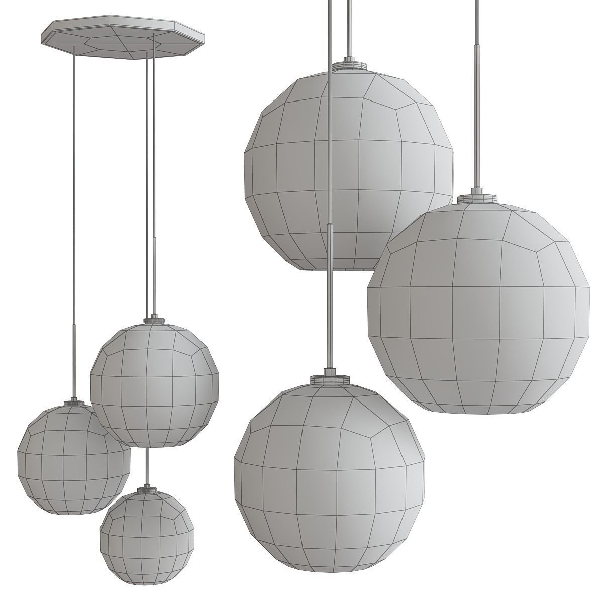 Chandelier collection 3d model pendant light with flower Low-poly 3D model_20