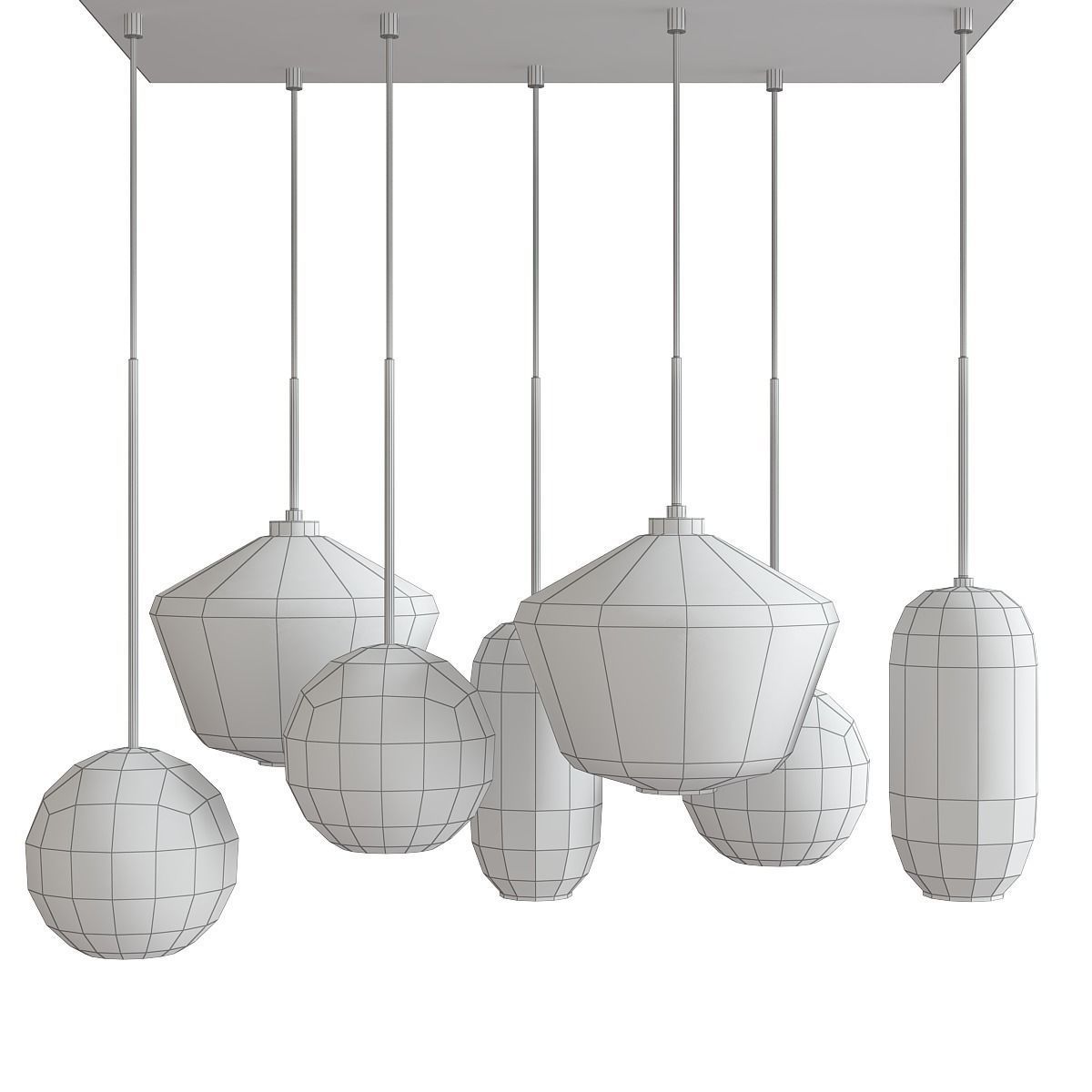 Chandelier collection 3d model pendant light with flower Low-poly 3D model_18