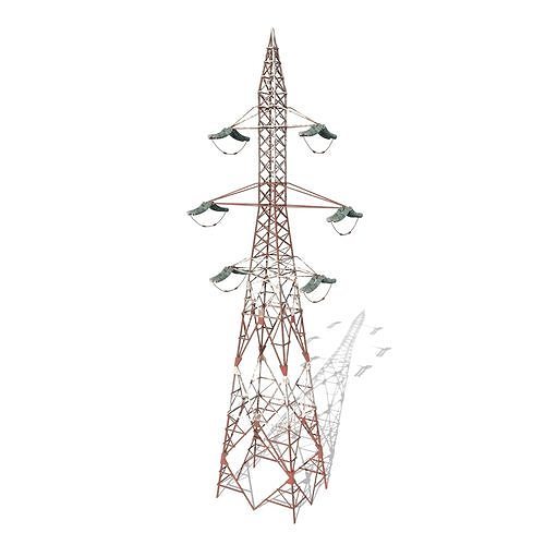 Electricity Pole 8 Weathered Low-poly 3D model