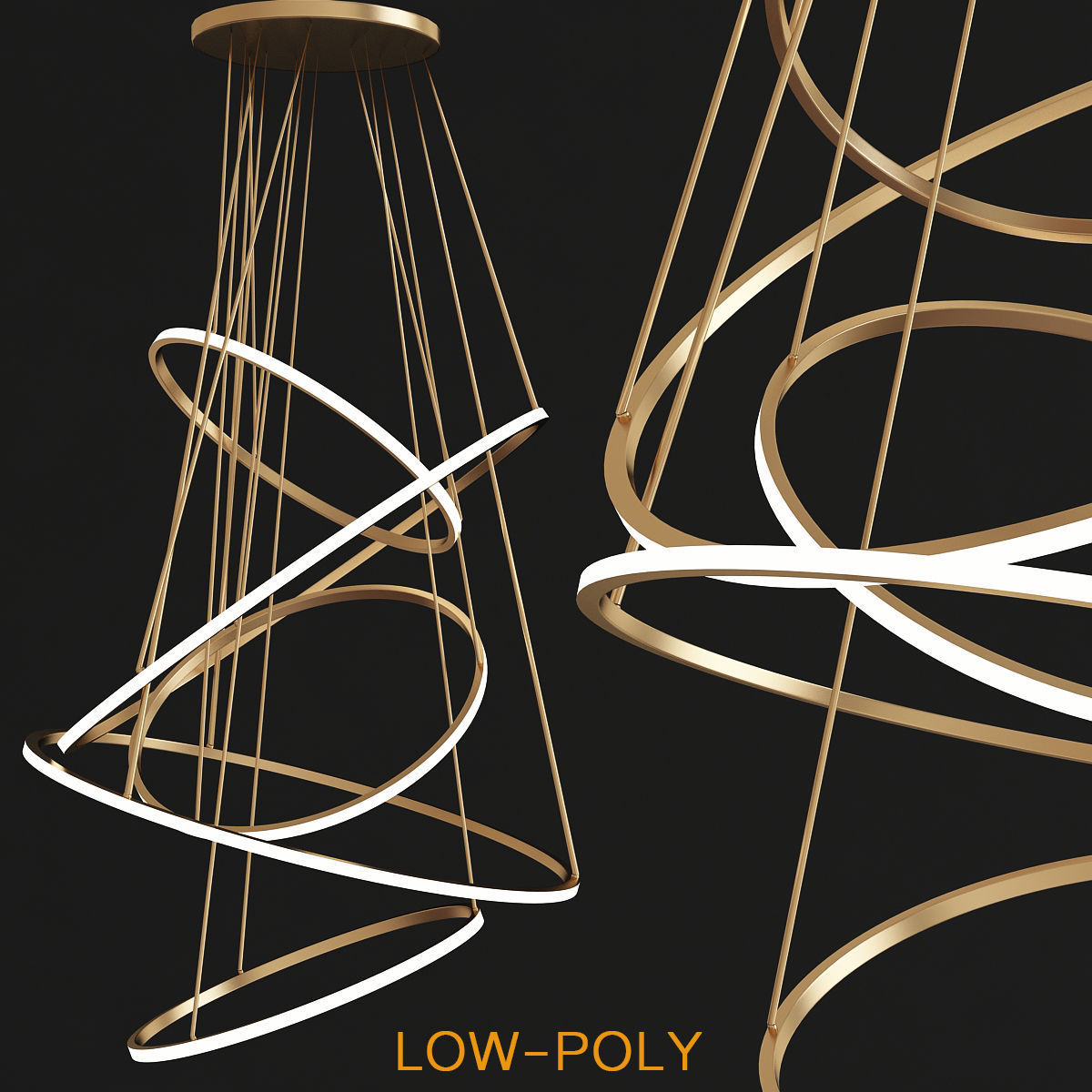 Chandelier collection low poly 3d models Low-poly 3D model_17