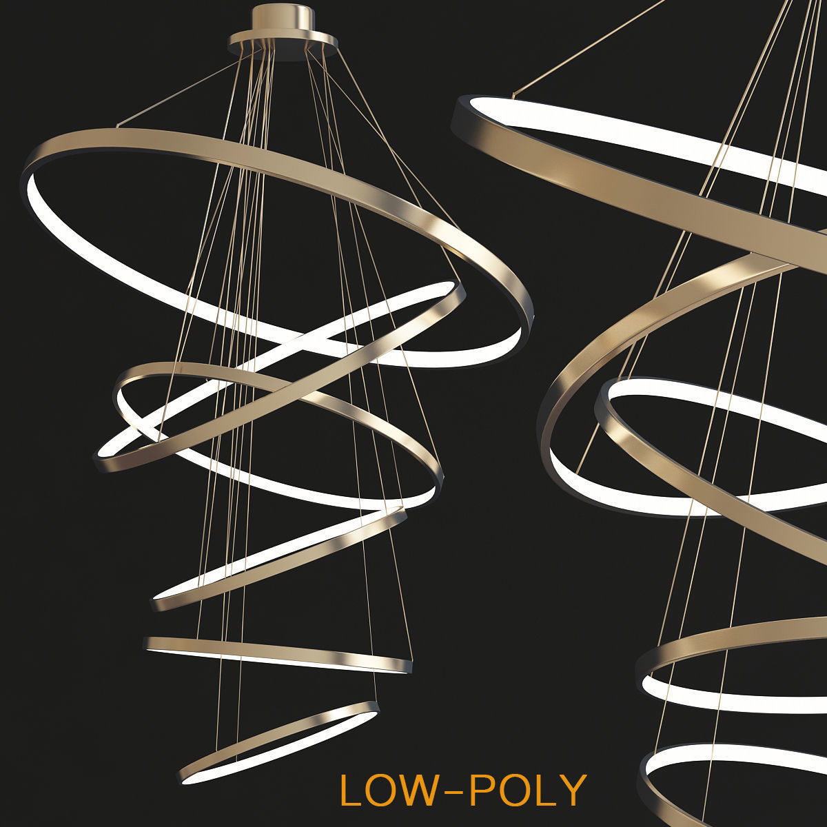 Chandelier collection low poly 3d models Low-poly 3D model_13
